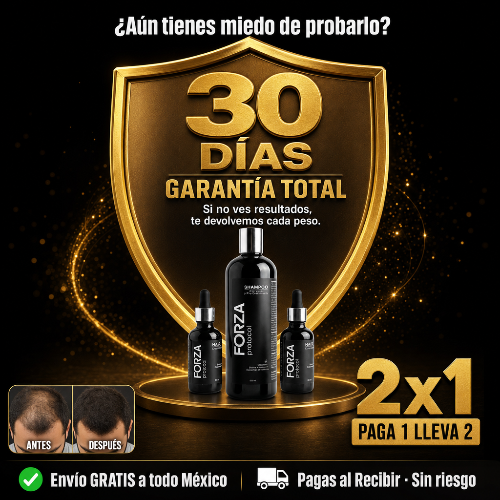 Frasco de tonico capilar minoxidil 5% para hombre con alopecia androgenetica, mostrado sobre cuero cabelludo sano